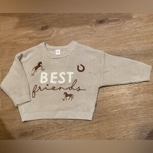 Cream "Best Friend" Knit Sweater with Horse Print